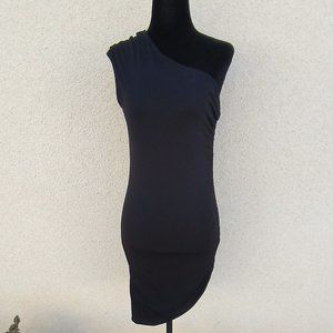 Mai-Tai One Shoulder Black Cocktail Dress For Women Size Small